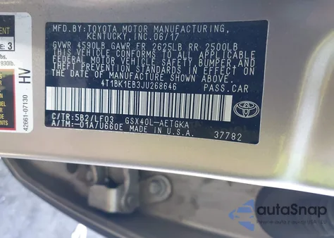 2018 Toyota Avalon Xle Premium from USA, damaged, VIN 4T1BK1EB3JU268646